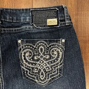 One 5 One Jeans Womens 10 Straight Embroidered Pockets Rhinestone Western Denim